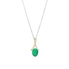 Thumbnail Image 1 of Oval Emerald and Diamond Accent Ribbon Bail Pendant in Sterling Silver and 10K Gold