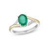 Thumbnail Image 0 of Oval Emerald and Diamond Accent Split Shank Ring in Sterling Silver and 10K Gold