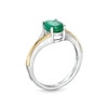Thumbnail Image 2 of Oval Emerald and Diamond Accent Split Shank Ring in Sterling Silver and 10K Gold