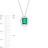 Thumbnail Image 3 of Emerald-Cut Lab-Created Emerald and White Lab-Created Sapphire Oval Frame Pendant in Sterling Silver