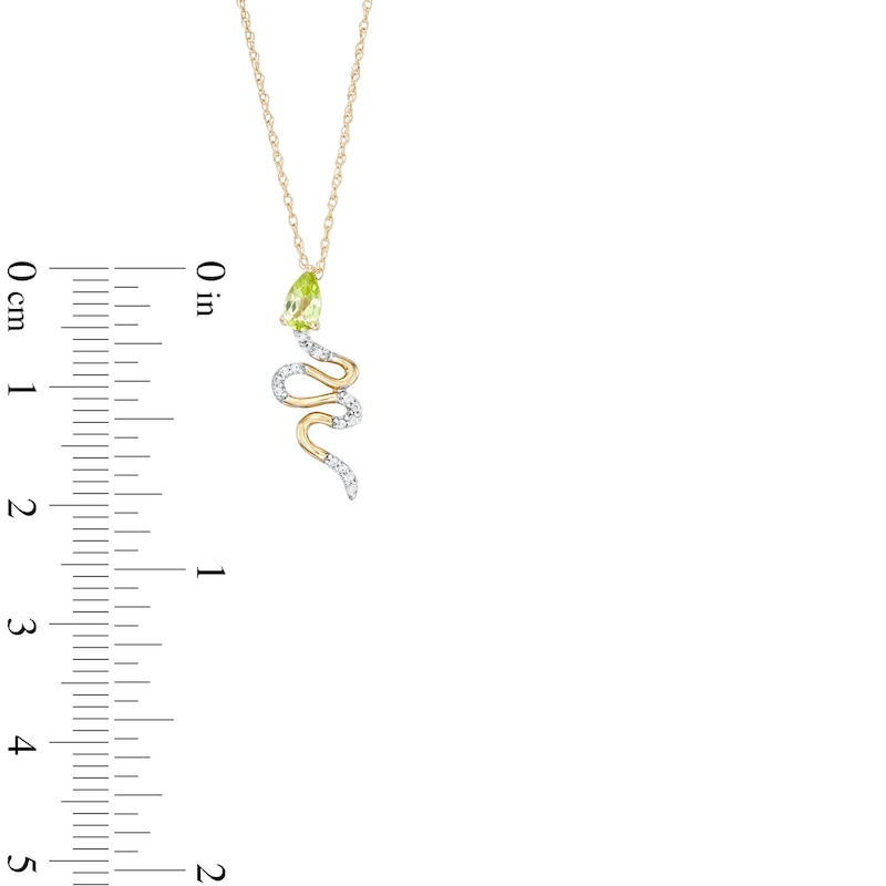 Main Image 3 of Pear-Shaped Peridot and Diamond Accent Snake Pendant in 10K Gold