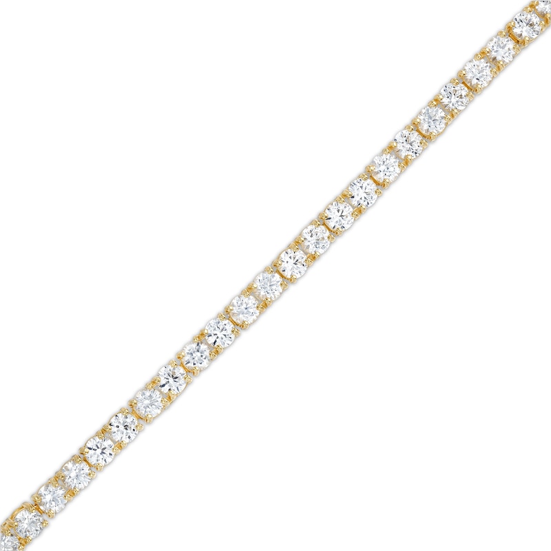 3.0mm White Lab-Created Sapphire Tennis Bracelet in Sterling Silver with 18K Gold Plate - 7.25"