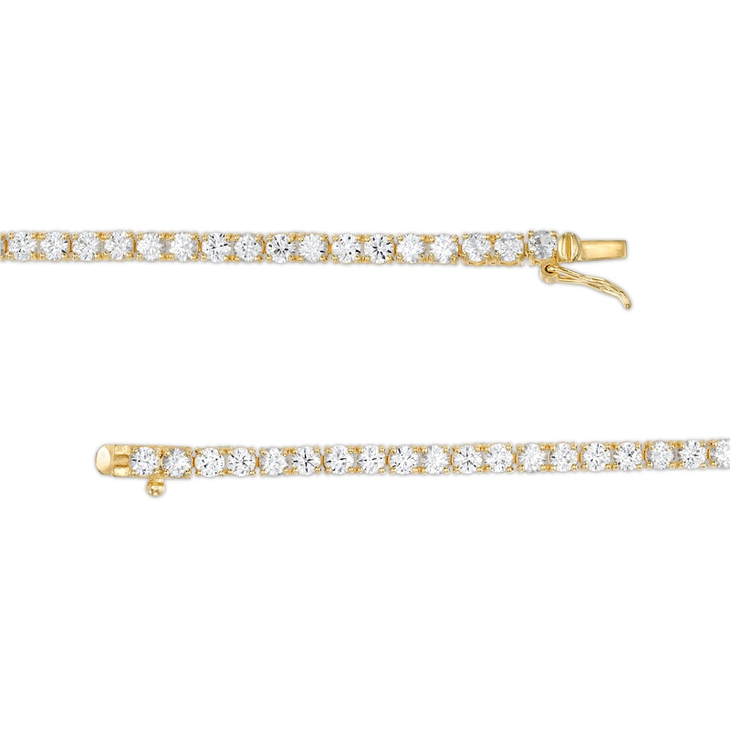 3.0mm White Lab-Created Sapphire Tennis Bracelet in Sterling Silver with 18K Gold Plate - 7.25"