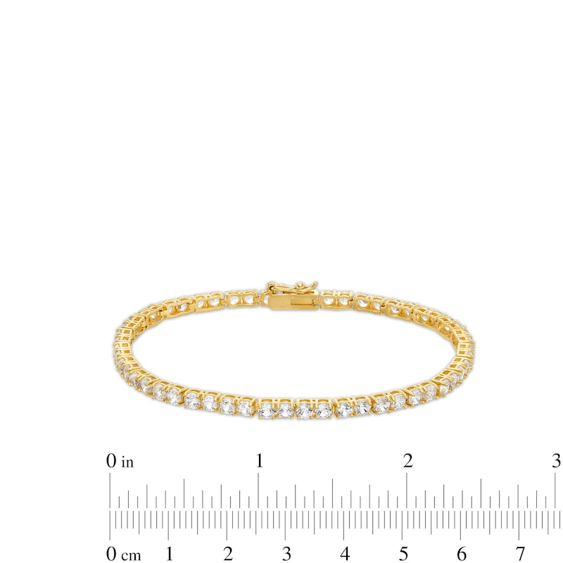 3.0mm White Lab-Created Sapphire Tennis Bracelet in Sterling Silver with 18K Gold Plate - 7.25"