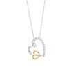 Thumbnail Image 1 of White Lab-Created Sapphire Interlocking Tilted Hearts Pendant in Sterling Silver and 18K Gold Plate