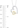 Thumbnail Image 3 of White Lab-Created Sapphire Interlocking Tilted Hearts Pendant in Sterling Silver and 18K Gold Plate