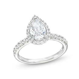 2 CT. T.W. Certified Pear-Shaped Lab-Created Diamond Frame Engagement Ring in 14K White Gold (F/VS2)