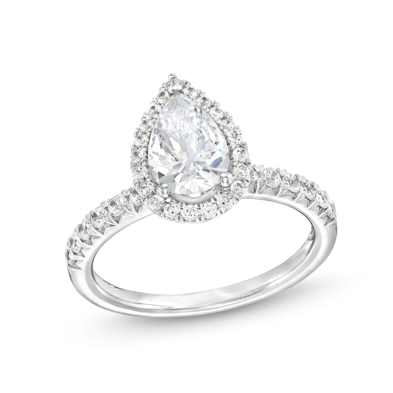 Main Image 1 of 2 CT. T.W. Certified Pear-Shaped Lab-Created Diamond Frame Engagement Ring in 14K White Gold (F/VS2)