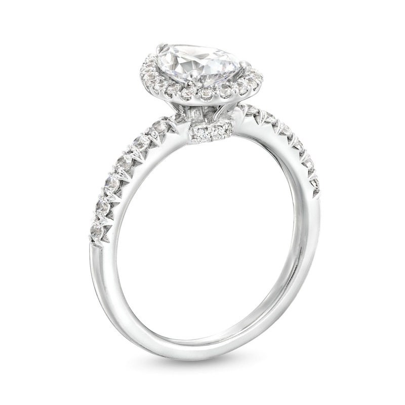 Main Image 3 of 2 CT. T.W. Certified Pear-Shaped Lab-Created Diamond Frame Engagement Ring in 14K White Gold (F/VS2)