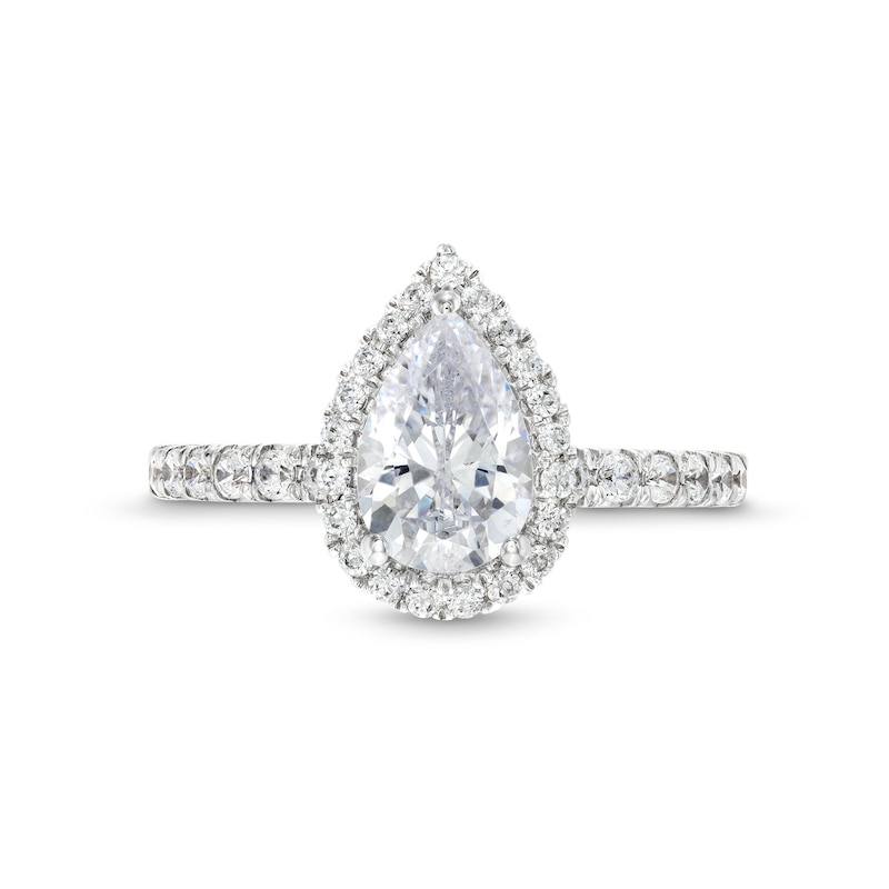 Main Image 4 of 2 CT. T.W. Certified Pear-Shaped Lab-Created Diamond Frame Engagement Ring in 14K White Gold (F/VS2)