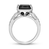 Thumbnail Image 3 of 11.0mm Cushion-Cut Onyx and White Topaz Loop Collar Double Row Split Shank Ring in Sterling Silver