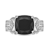 Thumbnail Image 4 of 11.0mm Cushion-Cut Onyx and White Topaz Loop Collar Double Row Split Shank Ring in Sterling Silver