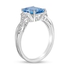 Thumbnail Image 2 of Cushion-Cut Blue and White Topaz Collar Twist Shank Ring in Sterling Silver