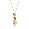 Thumbnail Image 1 of Pear-Shaped and Round Citrine with White Topaz Open Flame Triple Drop Pendant in Sterling Silver with 18K Gold Plate