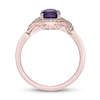 Thumbnail Image 3 of Oval Amethyst and White Topaz Infinity Ribbon Frame Ring in Sterling Silver with 18K Rose Gold Plate