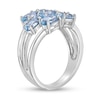 Thumbnail Image 2 of Sideways Oval Blue Topaz Seven Stone Triple Row Split Shank Ring in Sterling Silver