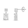 Thumbnail Image 2 of Emerald-Cut and Round White Topaz Double Drop Earrings in Sterling Silver