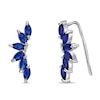 Thumbnail Image 1 of Marquise Blue Lab-Created Sapphire Curved Fan Crawler Earrings in Sterling Silver