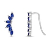 Thumbnail Image 2 of Marquise Blue Lab-Created Sapphire Curved Fan Crawler Earrings in Sterling Silver