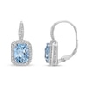 Thumbnail Image 2 of Cushion-Shaped Sky Blue and White Topaz Frame with Rope-Textured Drop Earrings in Sterling Silver