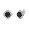 Thumbnail Image 1 of 7.0mm Cushion-Cut Onyx and White Topaz Frame Stud Earrings in Sterling Silver