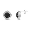 Thumbnail Image 2 of 7.0mm Cushion-Cut Onyx and White Topaz Frame Stud Earrings in Sterling Silver