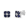 Thumbnail Image 1 of 3.5mm Blue and White Lab-Created Sapphire Quartet Stud Earrings in Sterling Silver