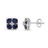 Thumbnail Image 2 of 3.5mm Blue and White Lab-Created Sapphire Quartet Stud Earrings in Sterling Silver