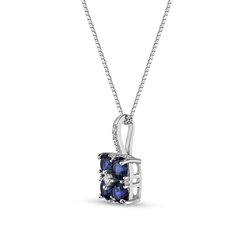 Main Image 2 of 4.0mm Blue and White Lab-Created Sapphire Quartet Drop Pendant in Sterling Silver