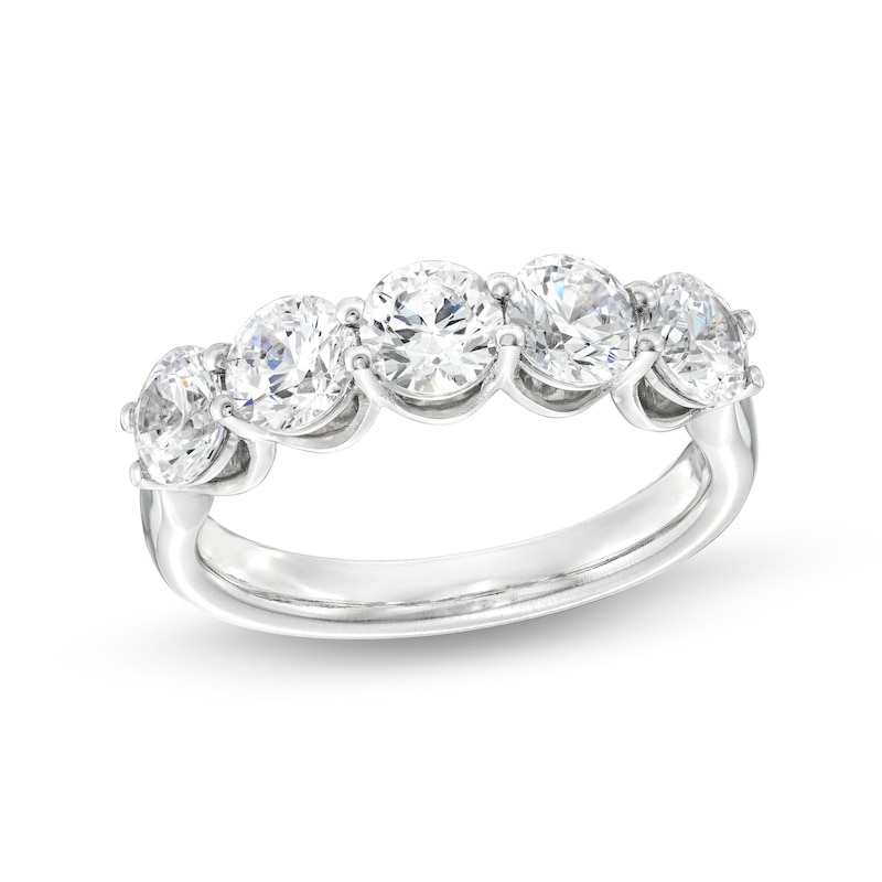 Main Image 1 of 2 CT. T.W. Certified Lab-Created Diamond Five Stone Wedding Band in 14K White Gold (F/VS2)