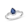 Thumbnail Image 0 of Pear-Shaped Blue Sapphire and 1/6 CT. T.W. Diamond Frame Loose Braid Ring in 10K White Gold