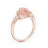 Thumbnail Image 2 of 6.0mm Trillion-Cut Morganite and 1/8 CT. T.W. Diamond Frame Vintage-Style Ring in 10K Rose Gold