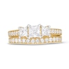 Thumbnail Image 3 of 1-1/2 CT. T.W. Princess-Cut Diamond Three Stone Vintage-Style Bridal Set in 14K Gold