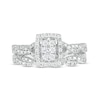 Thumbnail Image 4 of 1/5 CT. T.W. Emerald-Shaped Multi-Diamond Open Cushion Frame Twist Shank Bridal Set in Sterling Silver