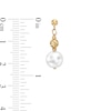 Thumbnail Image 3 of 7.5-8.0mm Akoya Cultured Pearl and Brilliance Bead Drop Earrings in 14K Gold