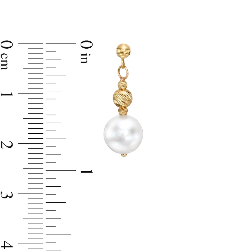 Main Image 3 of 7.5-8.0mm Akoya Cultured Pearl and Brilliance Bead Drop Earrings in 14K Gold