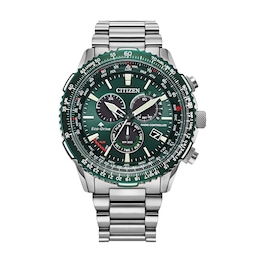 Men's Citizen Eco-Drive® Promaster Air Chronograph Watch with Green IP Dial (Model: CB5004-59W)