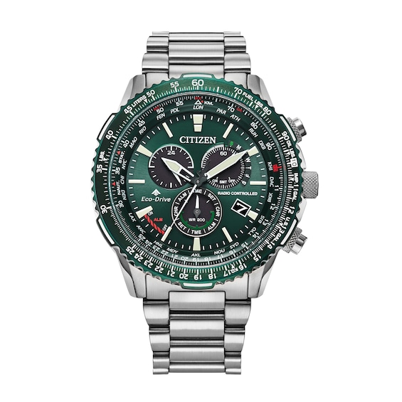 Men's Citizen Eco-DriveÂ® Promaster Air Chronograph Watch With Green IP Dial (Model: CB5004-59W)