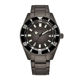 Men's Citizen Promaster Dive Super Titanium™ Black PVD Automatic Watch with Grey Dial (Model: NB6025-59H)