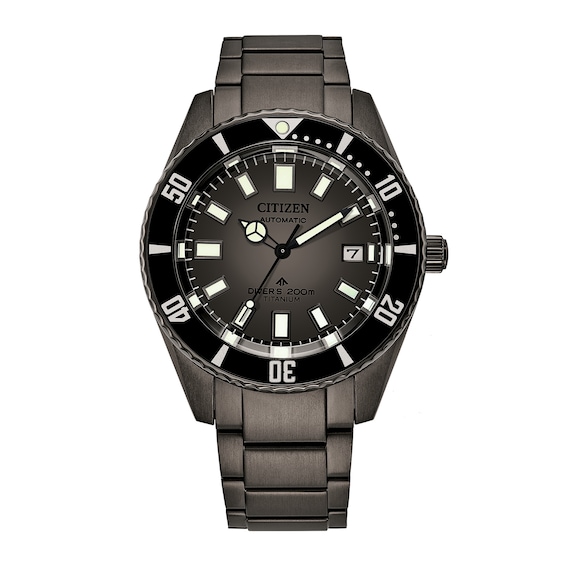 Men's Citizen Promaster Dive Super Titaniumâ¢ Black PVD Automatic Watch With Grey Dial (Model: NB6025-59H)