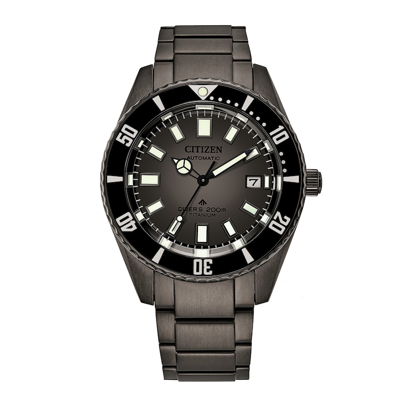 Main Image 1 of Men's Citizen Promaster Dive Super Titanium™ Black PVD Automatic Watch with Grey Dial (Model: NB6025-59H)