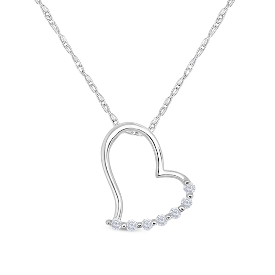 1/8 CT. T.W. Diamond Tilted Abstract Heart Pendant In 10K White Gold