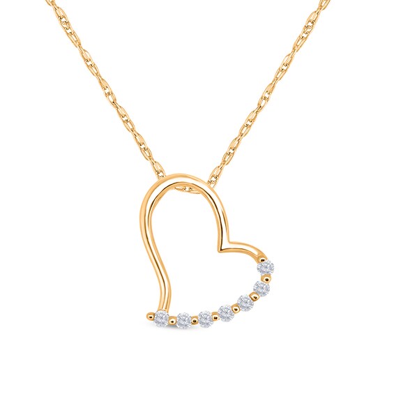 1/8 CT. T.W. Diamond Tilted Abstract Heart Pendant In 10K Gold