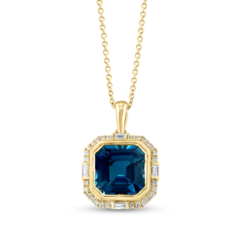 EFFY™ Collection 10.0mm Octagonal London Blue Topaz and 1/5 CT. T.W ...