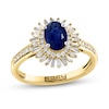 EFFYâ¢ Collection Oval Blue Sapphire And 1/4 CT. T.W. Baguette Diamond Sun Frame Ring In 14K Gold