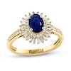 Thumbnail Image 1 of EFFY™ Collection Oval Blue Sapphire and 1/4 CT. T.W. Baguette Diamond Sun Frame Ring in 14K Gold