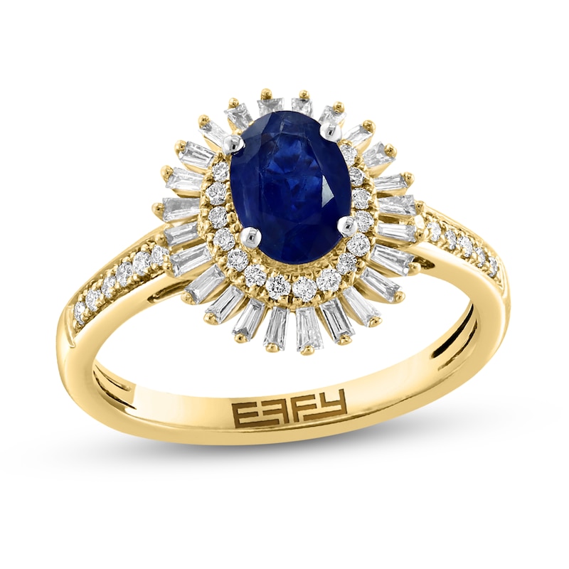 EFFY Collection EFFY® Sapphire (2-1/4 Diamond (1-1/10 Halo Statement Ring  in 14k Gold Macy's