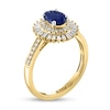 Thumbnail Image 3 of EFFY™ Collection Oval Blue Sapphire and 1/4 CT. T.W. Baguette Diamond Sun Frame Ring in 14K Gold