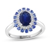 Thumbnail Image 1 of EFFY™ Collection Oval Blue Sapphire and 1/15 CT. T.W. Diamond Double Frame Ring in 14K White Gold