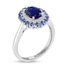 Thumbnail Image 3 of EFFY™ Collection Oval Blue Sapphire and 1/15 CT. T.W. Diamond Double Frame Ring in 14K White Gold